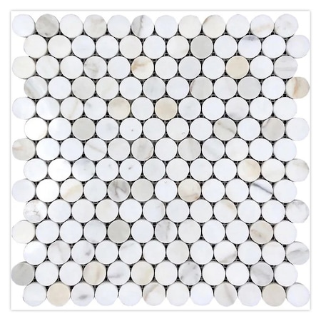 Apollo Tile 11x12 Calacatta Gold White Gray Marble Mosaic Penny Round Wall and Floor Tile 4.47 sq ft/case, 5PK APLTSC88P12PA