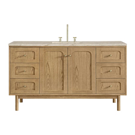 James Martin Vanities Laurent 60" Single Vanity, Light Natural Oak, w/ 3 CM Tajnar Eclos Top w/FreePower Wireless Charger 545-V60S-LNO-FTJR