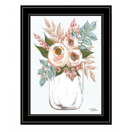 Floral Jar 2 Black Framed Print Wall Art