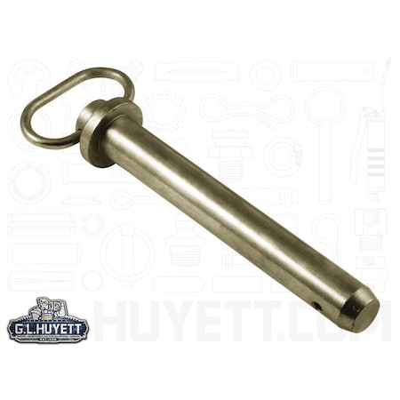 Huyett Hitch Pin, RH, Zn Yelw Med Carbon Steel, 1 Dia x 6.25 Eff L x 7.25 Shk L x .203 Hole Dia HP-1000-6250R