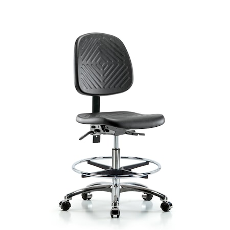 Blue Ridge Ergonomics Bench Chair, Poly, Med, Bk, CF Cast, No Arms, 19-1/2" to 27-1/2" Height, Black; Blue BR-PMBCH-MB-CR-T1-A0-CF-CC