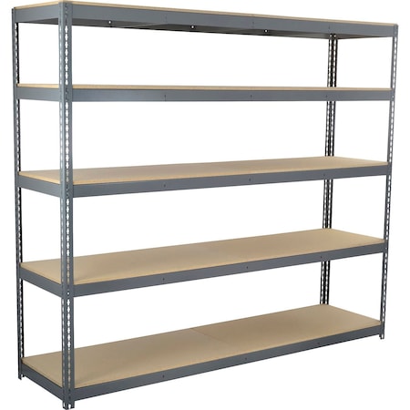 Global Industrial 5 Shelf, Standard Duty Boltless Shelving, Starter, 96"W x 30"D x 60"H, Wood Deck B3170984