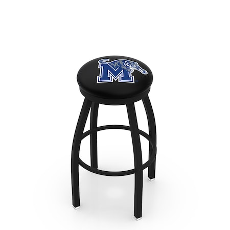 Holland Bar Stool Co 25" Blk Wrinkle Memphis Swivel Bar Stool, Accent Ring L8B2B25Memphs