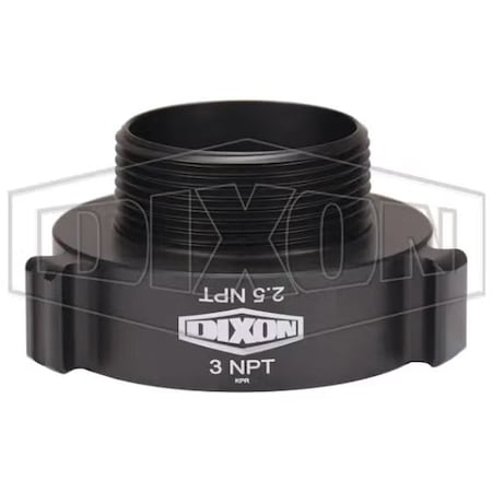 Dixon Style N37 Rocker Lug Hydrant Adapter, 3 x 2-1/2 in, MNPT x FNPT Connection, Aluminum, Hardcoat Anodi N37-30T25T