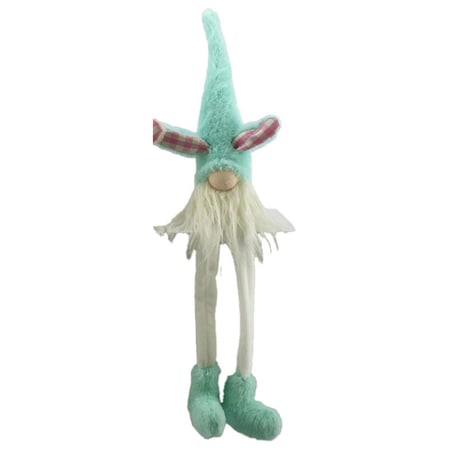 Homeroots 23" Blue and White Fabric Standing Gnome Tabletop Sculpture 493030