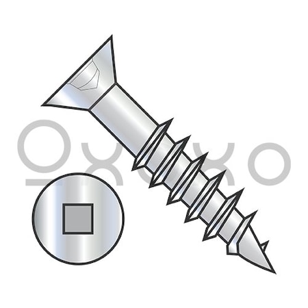 Oxoxo 8-11X1 5/8 Flat Head (no nibs) Square Drive Deep Thread Wood Screw 2/3 Threaded Zinc Bake, 5000PK 568359