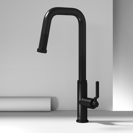 Vigo Hart Angular Single Handle Pull-Down Spout Kitchen Faucet in Matte Black VG02036MB