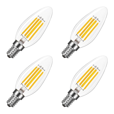 Luxrite 8W LED Candelabra Bulb, 75W Equivalent, E12 Base, 1000 Lumens, 3000K Soft White, Dimmable, 4PK LR21711