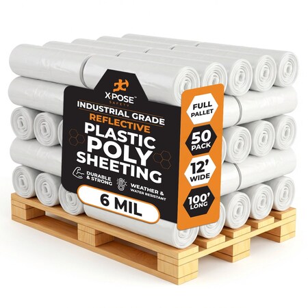 Xpose Safety 12ft x 100ft Clear Poly Sheeting, 6 Mil, 50PK C-612-50-X