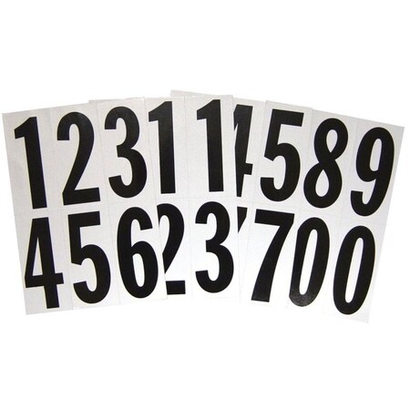 Hy-Ko Packaged Number Set, 3 in H Character, Black Character, White Background, Vinyl MM-23N