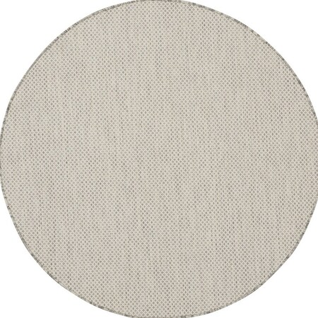 Homeroots 5' Ivory And Silver Round Geometric Indoor Outdoor Area Rug 552408
