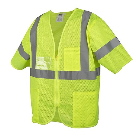 Cor-Brite Safety Vest, Lime Mesh, Type R, Class 3 V3001L