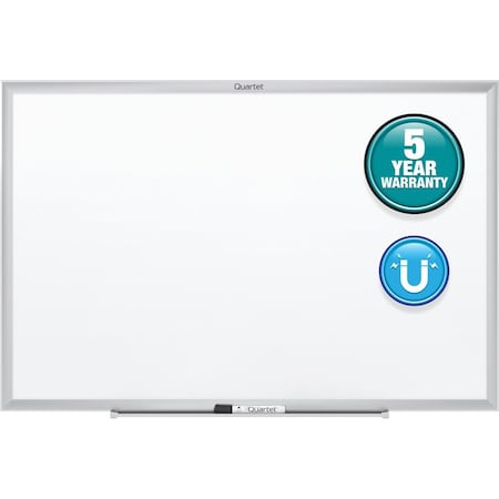 Quartet Dry Erase Board, Steel, 48 in, 96 in, Aluminum Frame, White, Gloss SM538