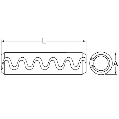 Huyett Slotted Toothed Spring Pin, Heavy Duty, Lightly Oiled 6150 Alloy Steel, 0.625 in Dia x 5.000 in L SPT-0625-5000