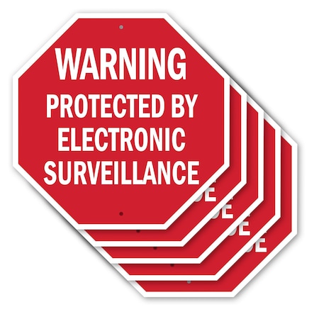 Signmission Warning Protected by Electronic Sur, 10 inch X 10 inch, Aluminum Metal Signs, 5PK OC-A-5Pack-10-338