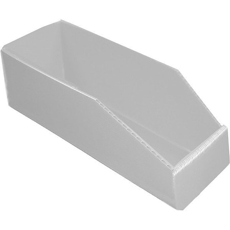 Zoro Select Hopper Bin, 0.13 cu ft, White, Corrugated Plastic 5735 WHITE