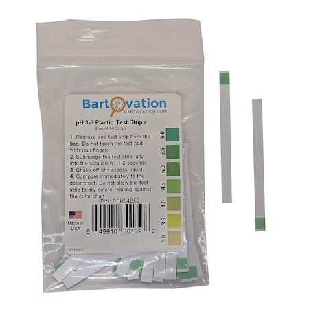 Bartovation pH 3-6 Short Range Test Strips [Bag of 50 Strips] PPH04B50
