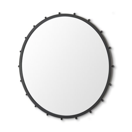 Homeroots 44" Black Round Metal Framed Accent Mirror 607269