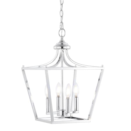 Jonathan Y Camden 13" 4-Light Iron Classic Midcentury Pendant Lantern, Chrome JYL7561B