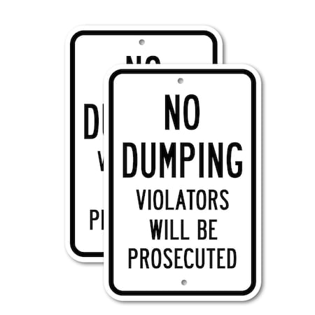 Signmission No Dumping Violators Will Be Prosecuted 1, 18'' X 24'' 2 Signs, Heavy Gauge Aluminum, 2PK A-1824-2PACK-2725