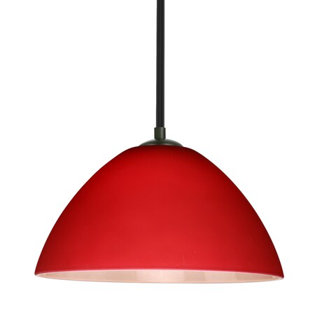 Besa Lighting Besa Tessa Stem Pendant, Red Matte, Black Finish, 1x 9W LED 1TT-420131-LED-BK