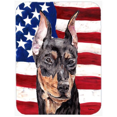 Carolines Treasures German Pinscher With American Flag USA Glass Cutting Board - Large SC9644LCB