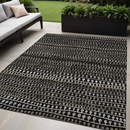 Homeroots 5' X 8' Taupe Charcoal And Gray Striped Washable Indoor Outdoor Area Rug 588251