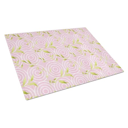 Carolines Treasures Gemoetric Circles on Pink Watercolor Glass Cutting Board, Large BB7492LCB