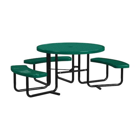 Leisure Craft 46" Round ADA Accessible Outdoor Picnic Table with 3 Bench Seats, Black Green T46ROP-ADA-BLACK GREEN