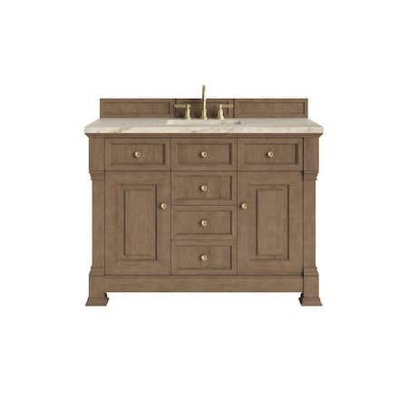 James Martin Vanities Brookfield 48" Single Vanity, Pecan, w/ 3 CM Tajnar Eclos Top w/FreePower Wireless Charger 547-V48-PCN-FTJR