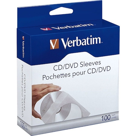 Verbatim Americas Verbatim CD/DVD Paper Sleeves with Clear Window - 100pk Box - Sleeve - Paper 49976