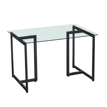 Homeroots 47" Clear And Black Glass And Metal Dining Table 568208