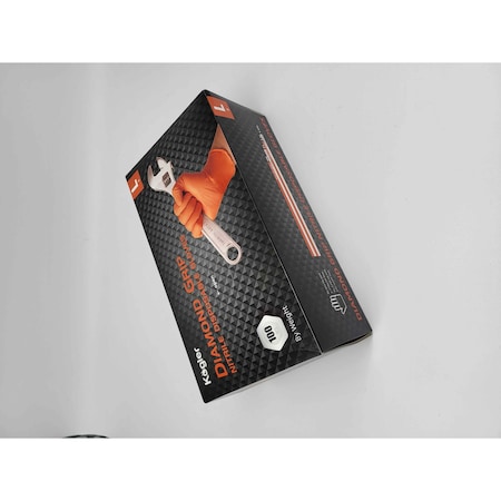 Kog Orange Diamond Grip Nitrile Gloves, L, 100PK BRG24LO