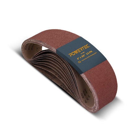 Powertec Sanding Belt, 4 in. W, 36 in. L, 80 Grit, Coarse, Aluminum Oxide, 10PK 110680N