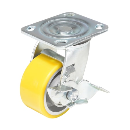 Vestil Polyurethane Swivel With Brake Caster 4 In. Diameter x 2 In. Width 440 lb Yellow/Gray CST-PY-4X2PUA-SWB