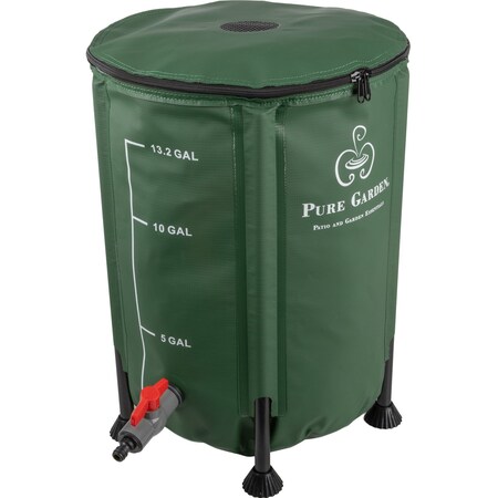 Pure Garden Rain Barrel 13.2-Gal/50-Liter Collapsible Water Container for Catching Rainwater Portable Water Tank 50-LG1408