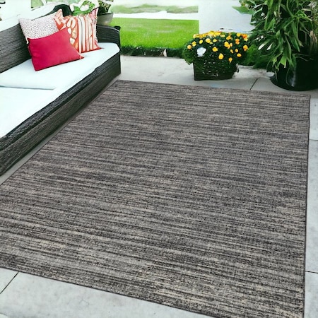 Homeroots 6' X 9' Brown and Ivory Striped Stain Resistant Indoor Outdoor Area Rug 531673