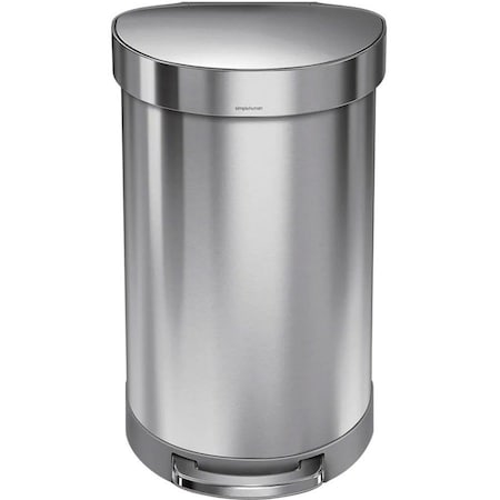 Simplehuman 12 gal Round Step-On Can, Brushed, Stainless Steel, 15.7 in CW2030