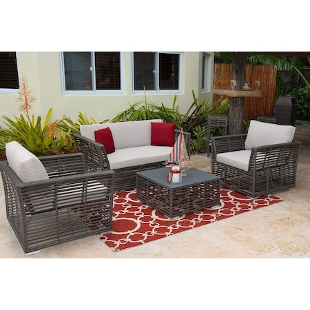 Panama Jack Outdoor Panama Jack Graphite 4-Piece Living Set with Cushions PJO-1601-GRY-4SE-GL