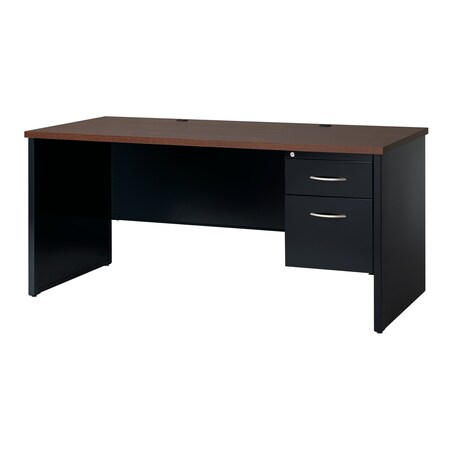 Hirsh Desk Pedestal, 30 in D X 29 1/2 in H, 66 in W X Steel, Black/Walnut 20537