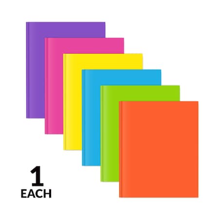 C-Line Products 2-Pocket Laminated Paper Portfolio With Prongs, Assorted Colors 6320