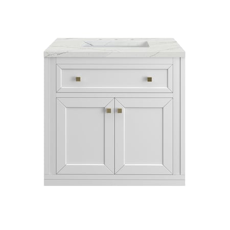 James Martin Vanities Chicago 30 in. Single Vanity, Glossy White, w/ 3 CM Ethereal Noctis Silestone Top 503-V30-GW-3ENC