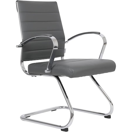 Leisuremod Benmar Modern Office Chair with Faux Leather Sled Base Task Chair & Arms BGO19GRL