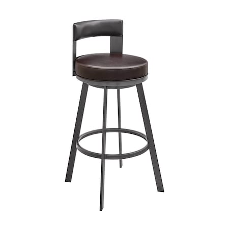 Armen Living Flynn 26in Swivel Counter Stool in Brown Metal with Brown Faux Leather LCFLBAJVCHO26