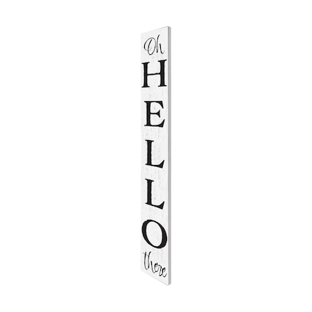 Homeroots 72in White And Black Solid Wood Hello Porch Sign 634451