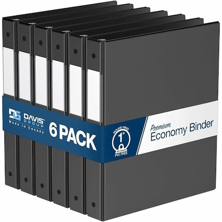 Davis Group Premium Economy, Round Ring, Binder, (Black, 1"), PK6 2311-01-06