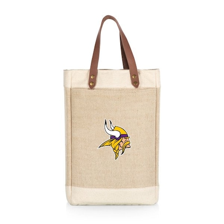 Picnic Time Family Of Brands NFL Minnesota Vikings - Pinot Jute 2 Bottle Insulated Wine Bag 539-02-187-184-2