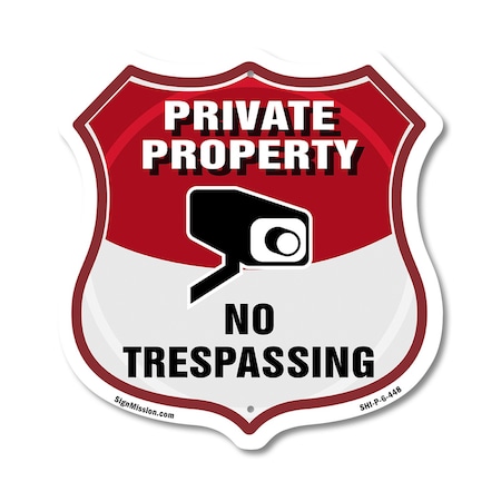 Signmission Private Property Shield Sign No Trespass, 6 Inch X 6 Inch, Plastic Sign SHI-P-6-448