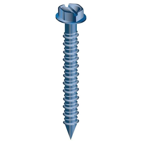Cobra Anchors Screw, 3/16 in Thread, 3-1/4 in L, Hex, Socket Drive, Steel, Fluorocarbon-Coated, 100 PK 674T