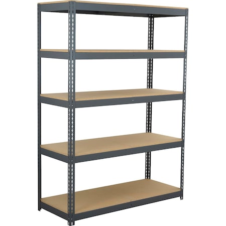 Global Industrial 5 Shelf, Heavy Duty Boltless Shelving, Starter, 60"W x 36"D x 60"H, Wood Deck B3164212